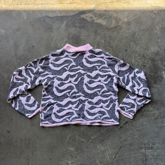 Adele Simpson Sweater Women's Pink Gray Tiger Stripe Long Sleeve - No Size Tag - Picture 6 of 10